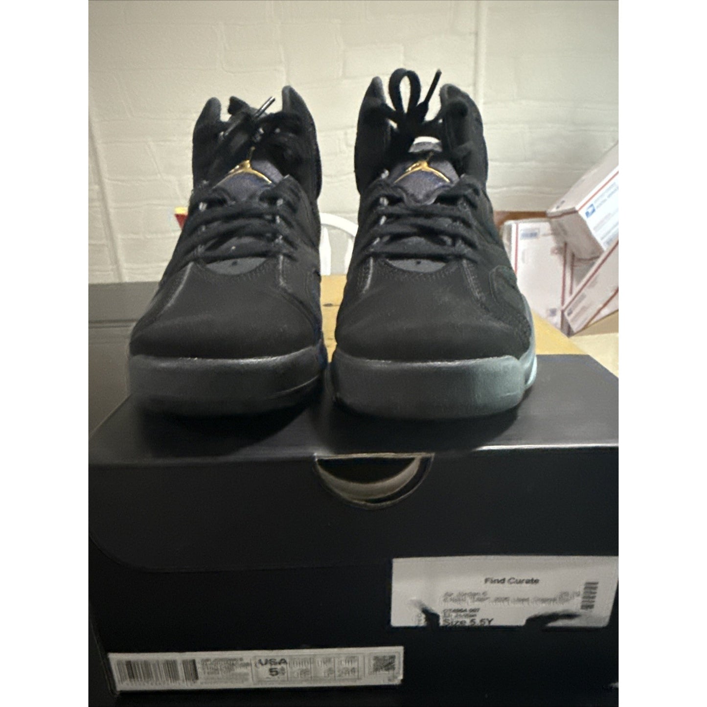 Air Jordan 6 Retro DMP Black Metallic Gold Leather Shoes 5.5 Youth CT4964-007