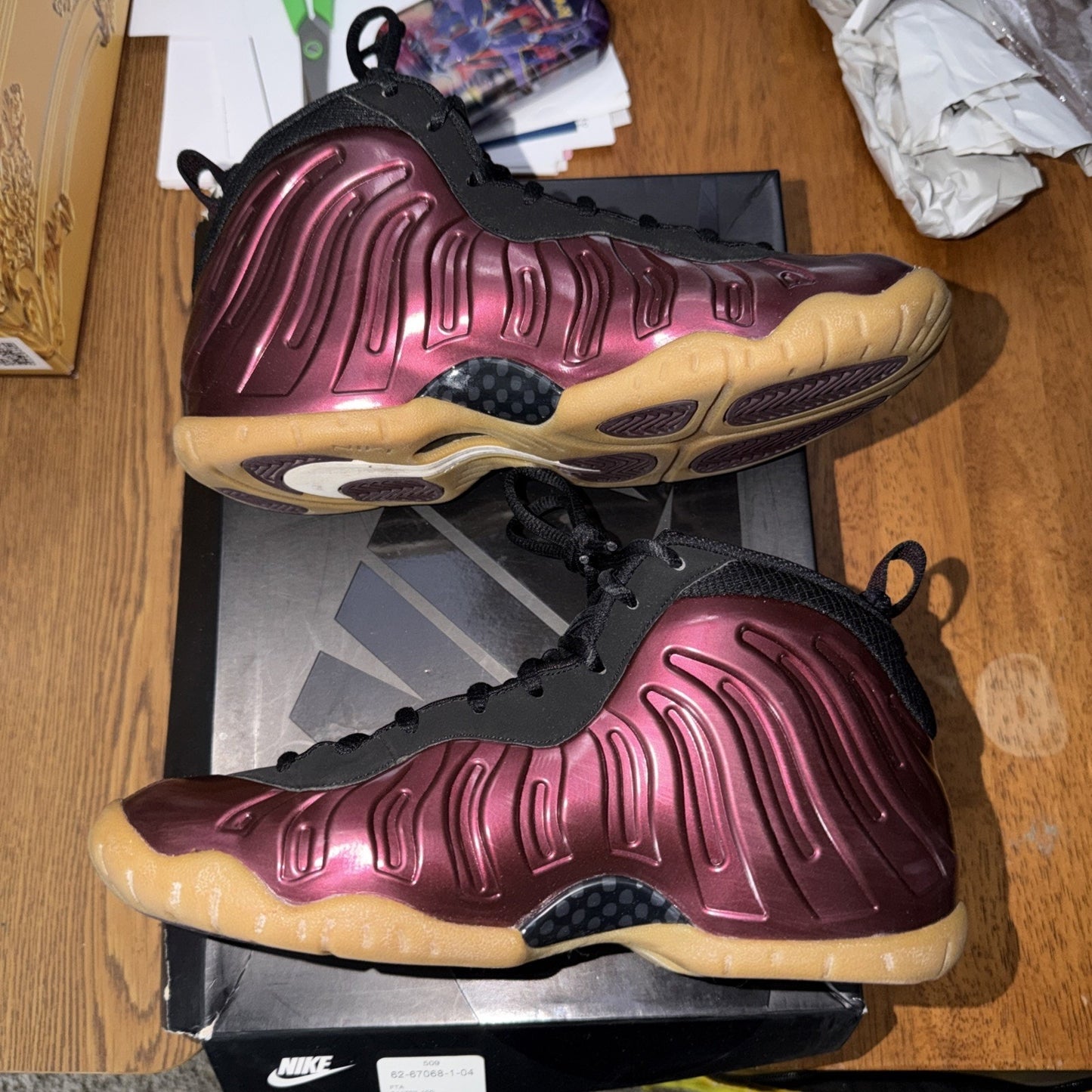 Size 7 (GS) - Nike Little Posite One Mid Night Maroon