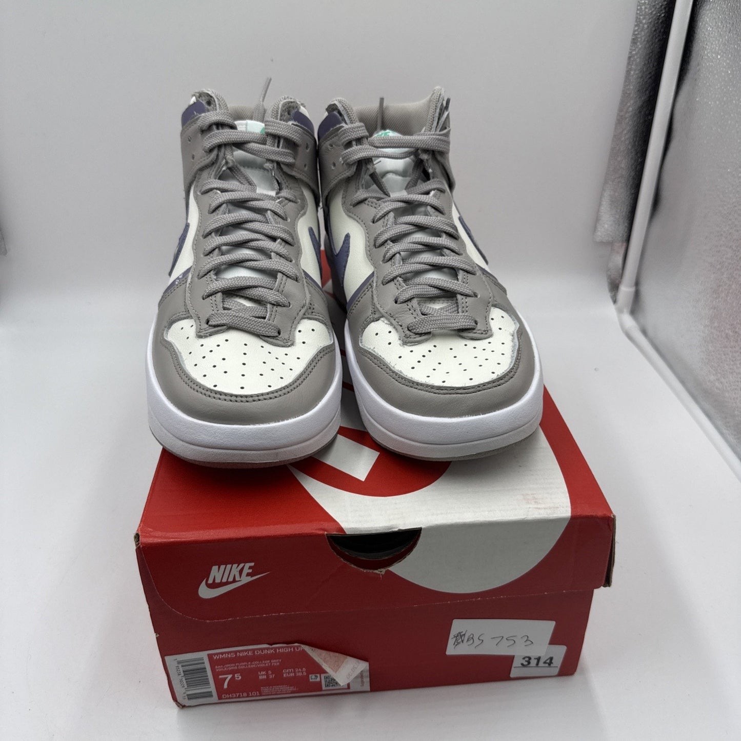 Nike Dunk High UP Women's Size 7.5 Sail Iron Purple College Grey DH3718-101 BOX BS753