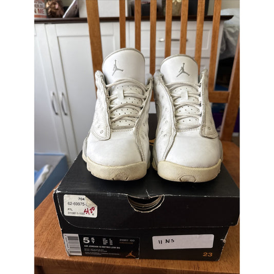 Nike Air Jordan 13 Retro GS White Metallic Silver 310811-100 Size 5.5y BS167