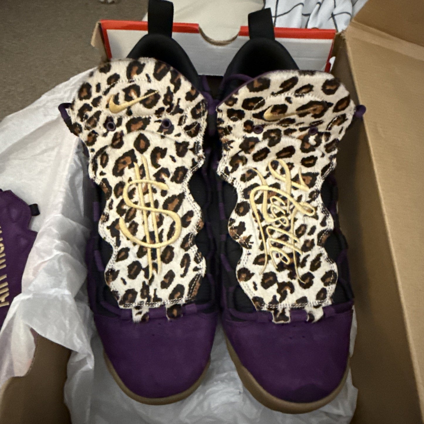 Nike Air More Money NYC Hustle Purple Leopard Mens sz 13