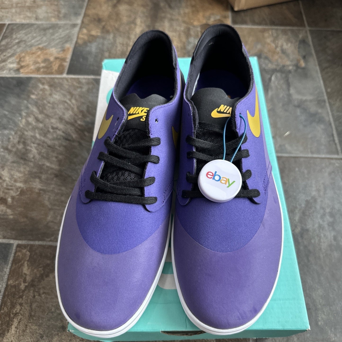 Nike SB Lunar OneShot Purple Yellow Men’s 11 Skate Shoes Lakers Vikings LSU