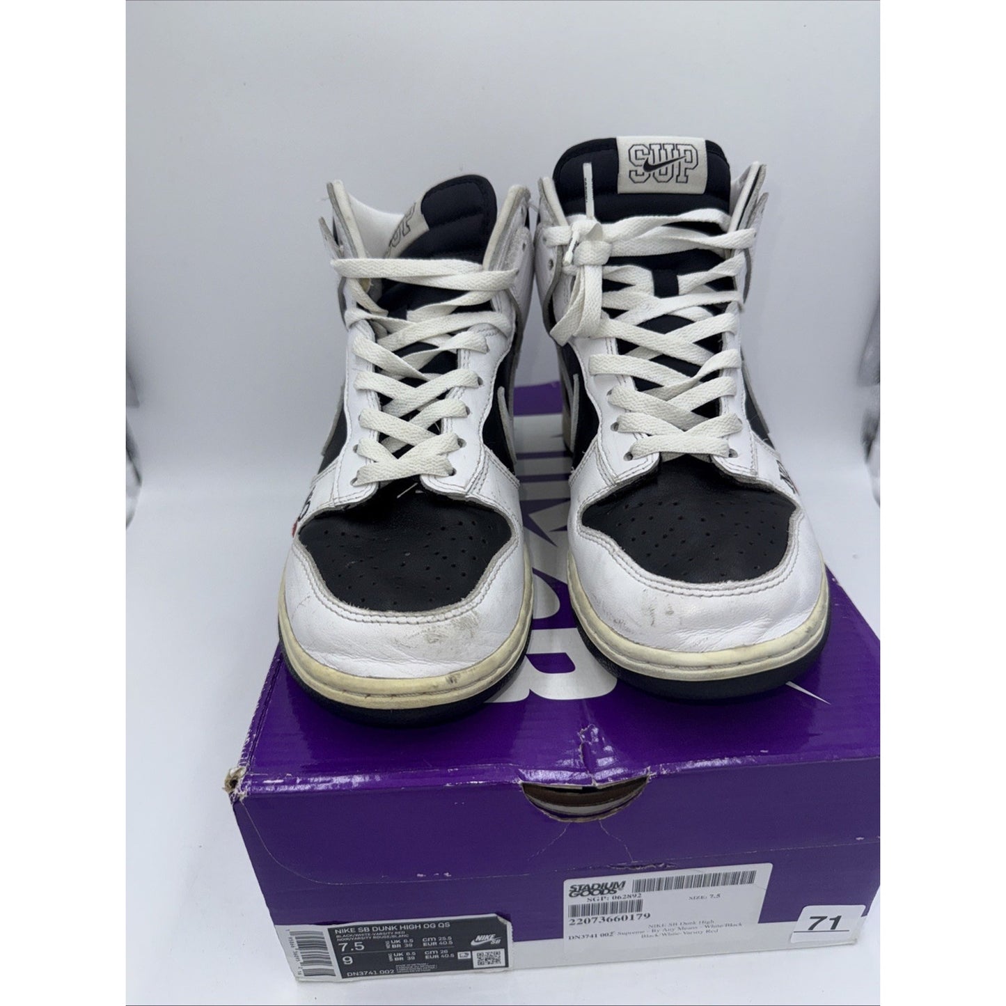 Size 7.5 - Nike Supreme x Dunk SB High By Any Means - Stormtrooper BS823