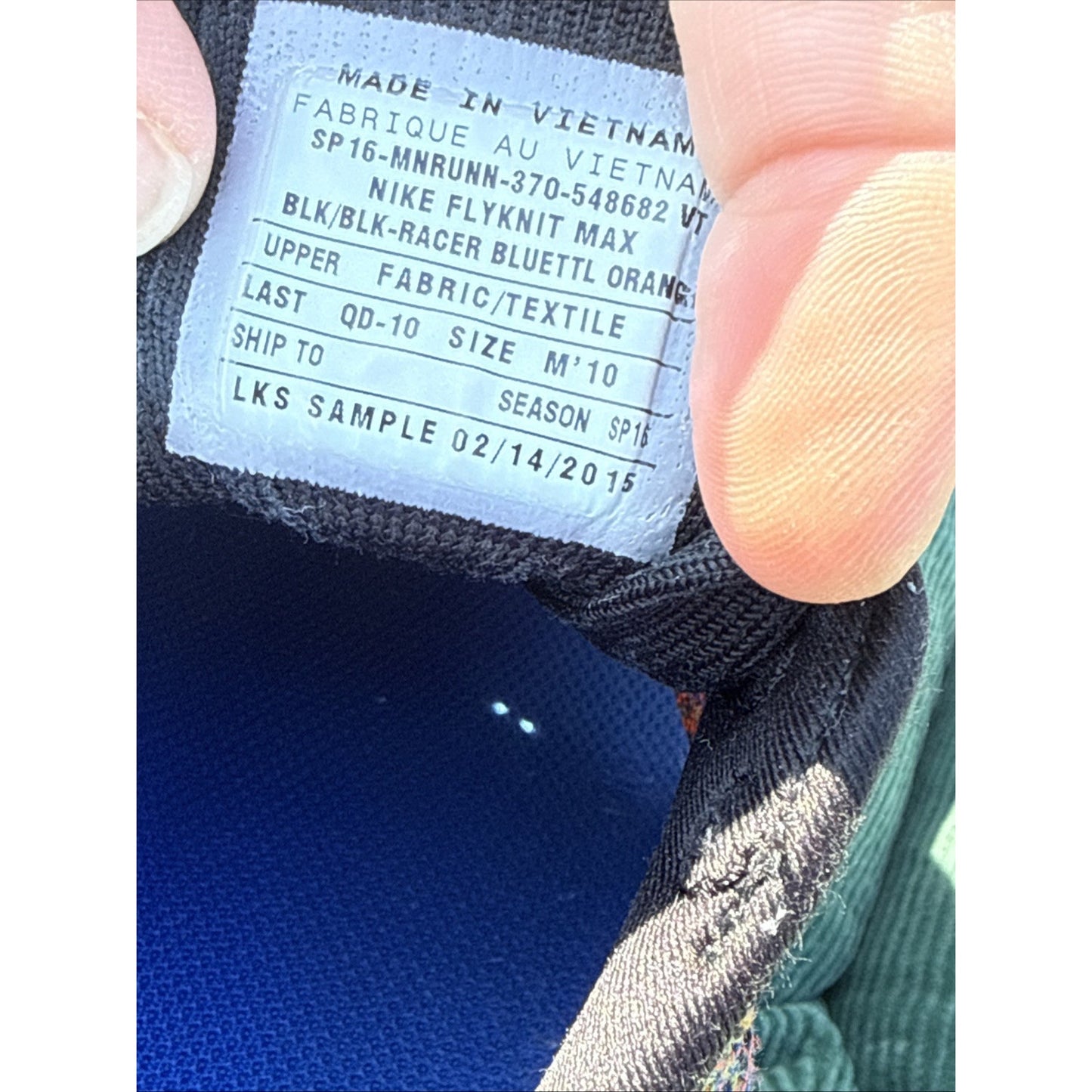 Size 10 - Nike Air Max 2015 Flyknit Black Look See Sample Tagged