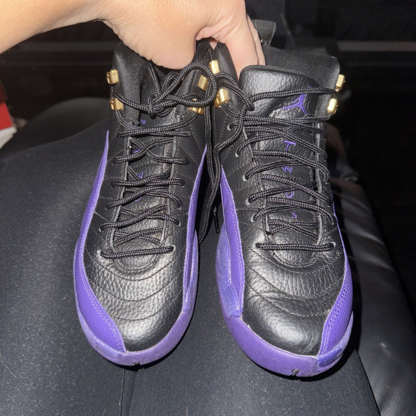 Jordan Air Jordan 12 Retro (GS) Black/Purple 5.5Y Leather High Top 153265-057
