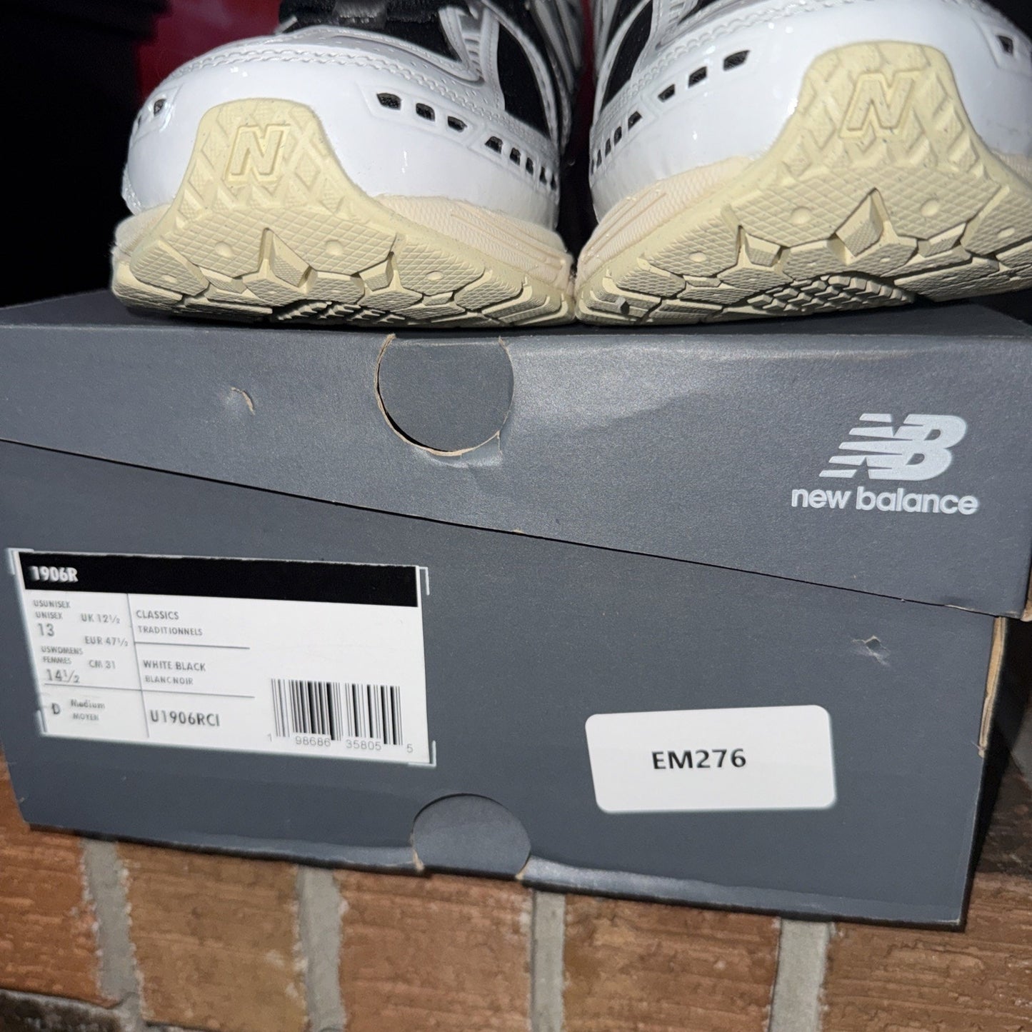 Size 13 - New Balance 1906R White Black