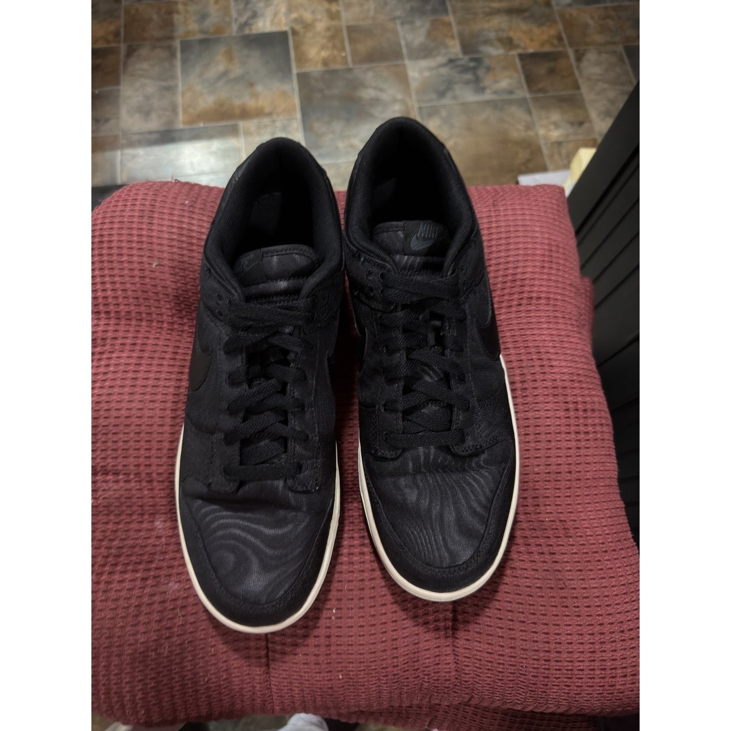 Size 10.5 - Nike Dunk Low Black Canvas - Pre-Owned