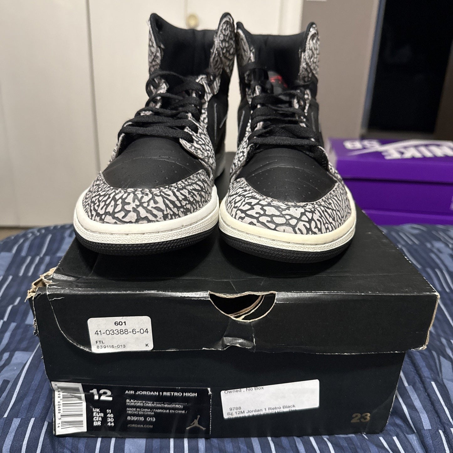 Size 11.5 - Air Jordan 1 Retro High Black Un-Supreme