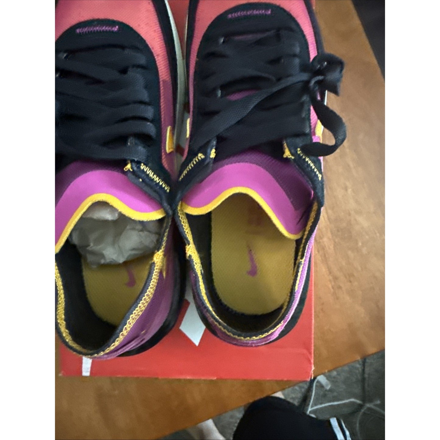 Size 6 Nike Waffle One Active Fuchsia Pink Yellow Black Women's Shoes BS411
