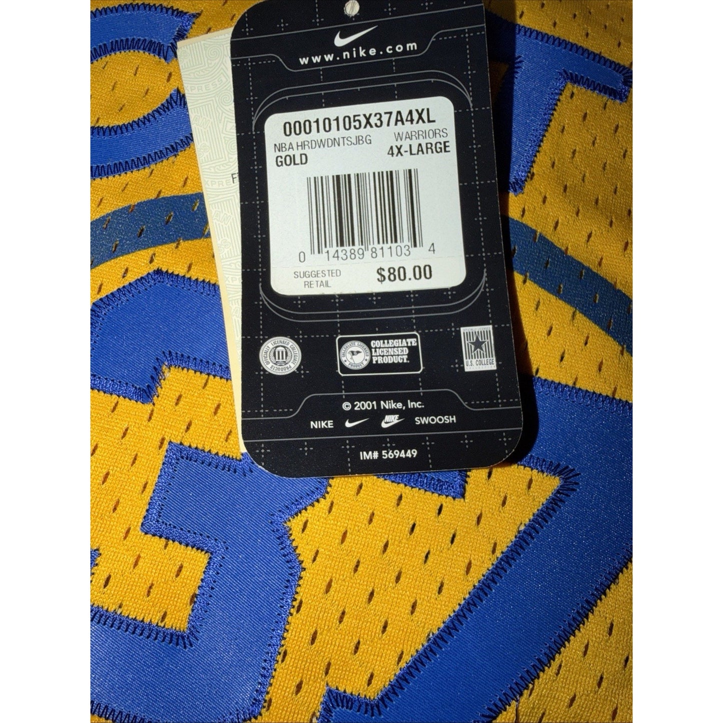 Vintage 2001 Nike Golden State Warriors Nick Van Exel City Edition Jersey 4XL