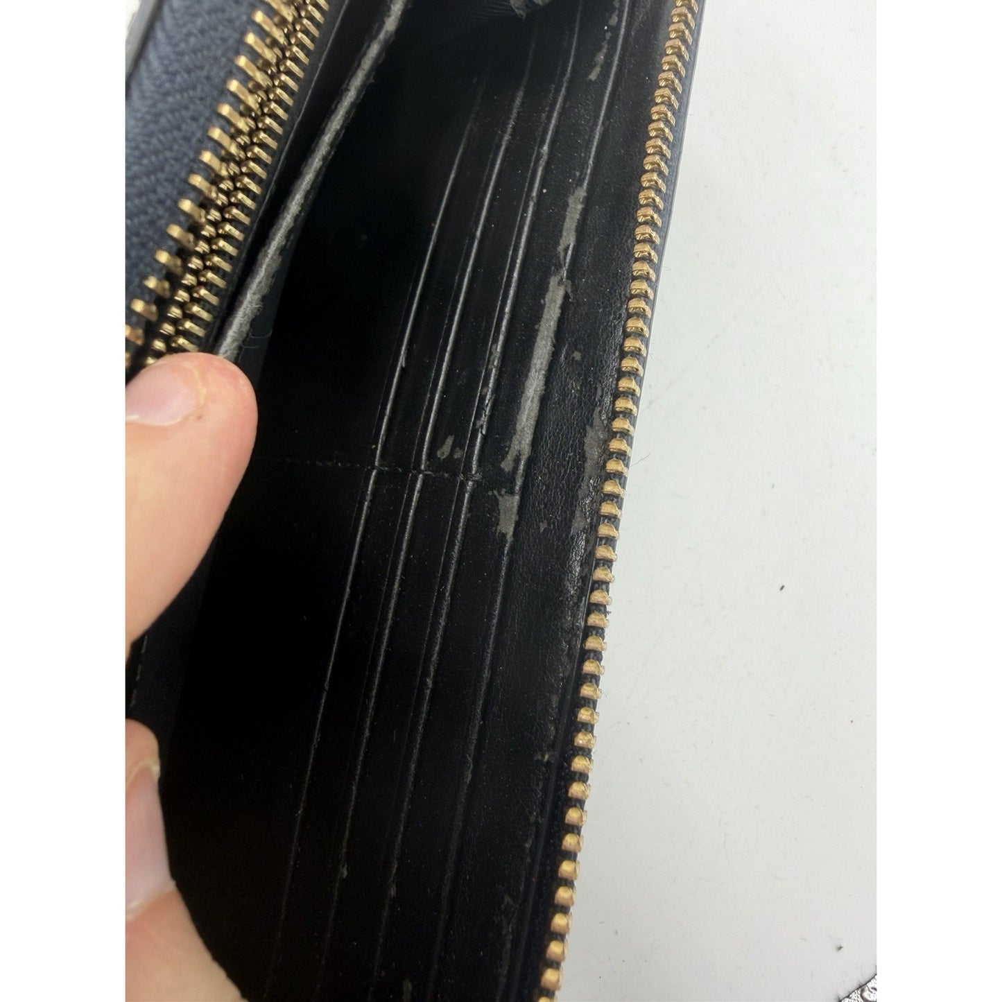 Coach Women Accordion Zip Wallet in Croc Embossed Leather Denim Blue