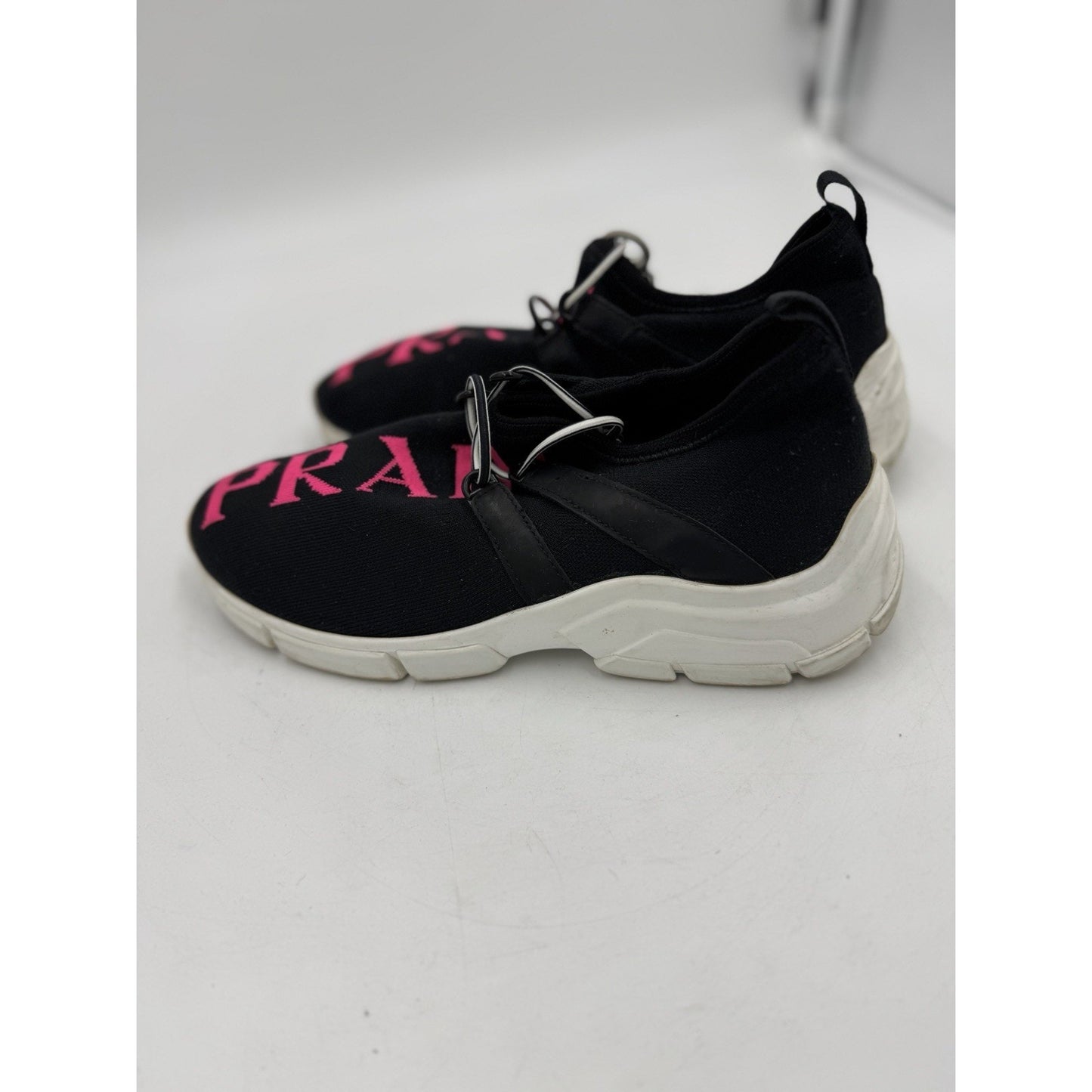 Size 4.5 - Prada Knit Fabric Sneakers Black