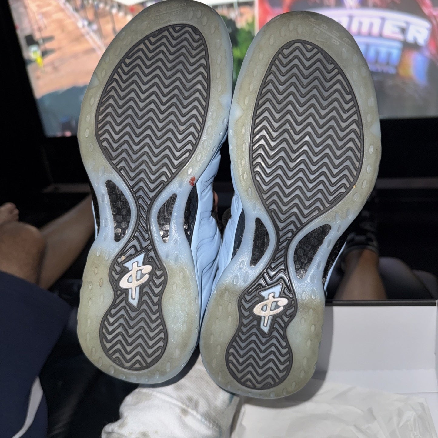 Size 8.5- Nike Air Foamposite One Psychic Blue and Black