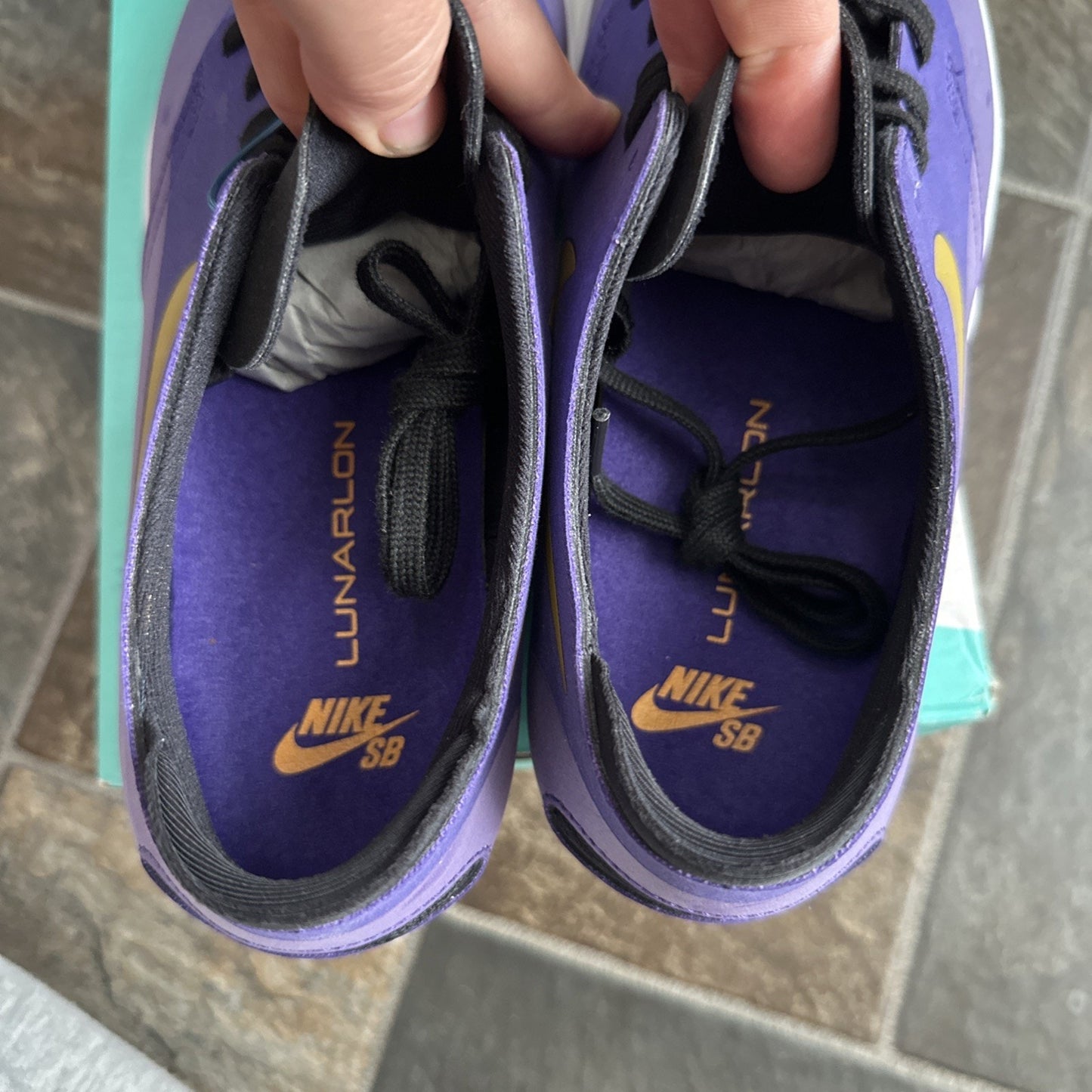 Nike SB Lunar OneShot Purple Yellow Men’s 11 Skate Shoes Lakers Vikings LSU