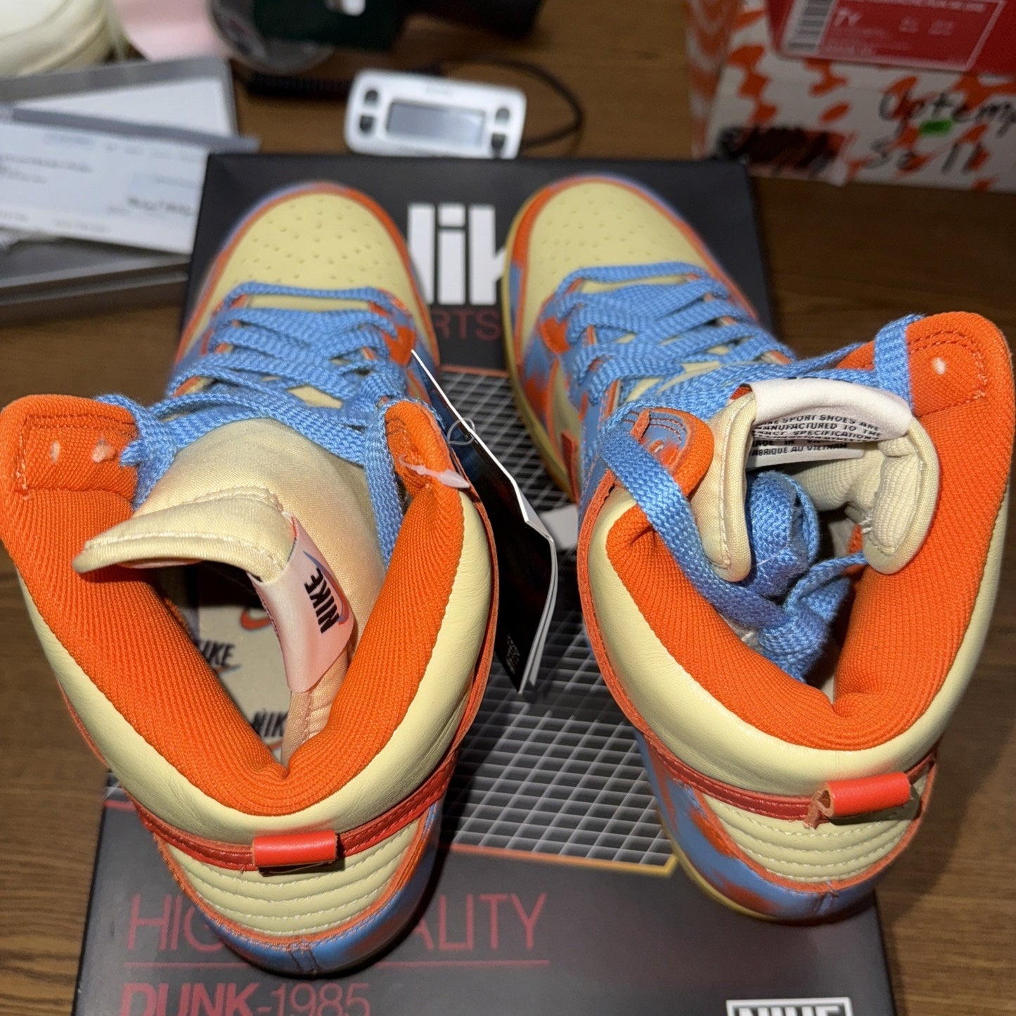 Size 9.5 - Nike Dunk 1985 High Orange Acid Wash