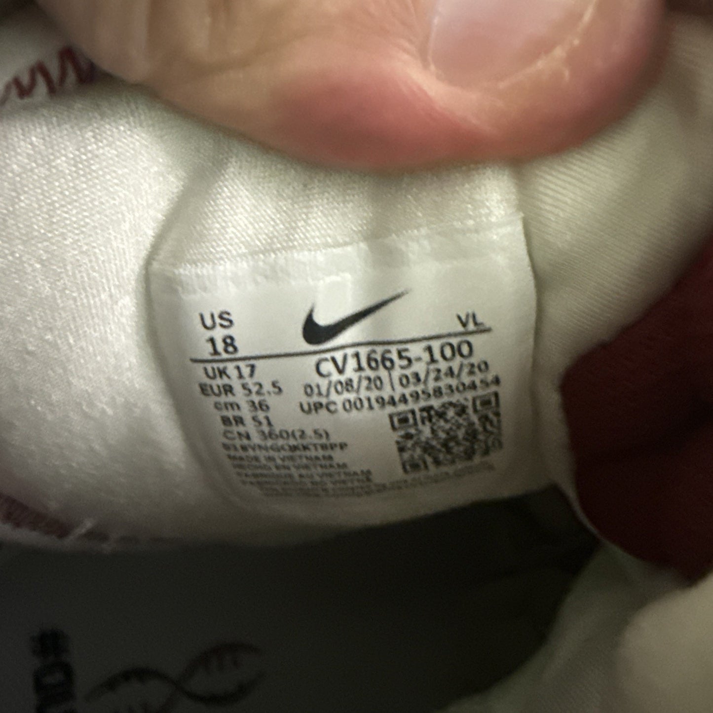 Size 18 Jordan Force Cleat Cv1665-100 Oklahoma University OU“Sample” Pair NBS315