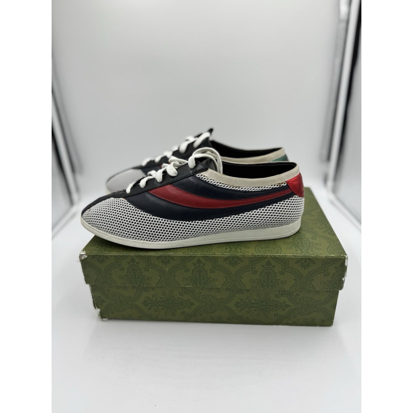 Size 9.5 Gucci Calfskin Mesh Falacer Sneakers bs874