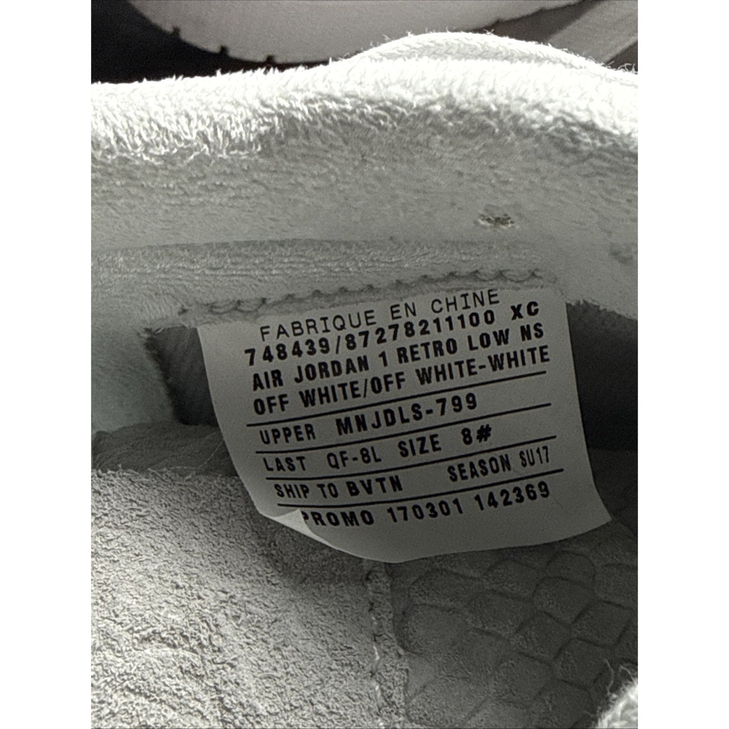 Size 8 - Air Jordan 1 Retro NS Low Off White Promo Sample