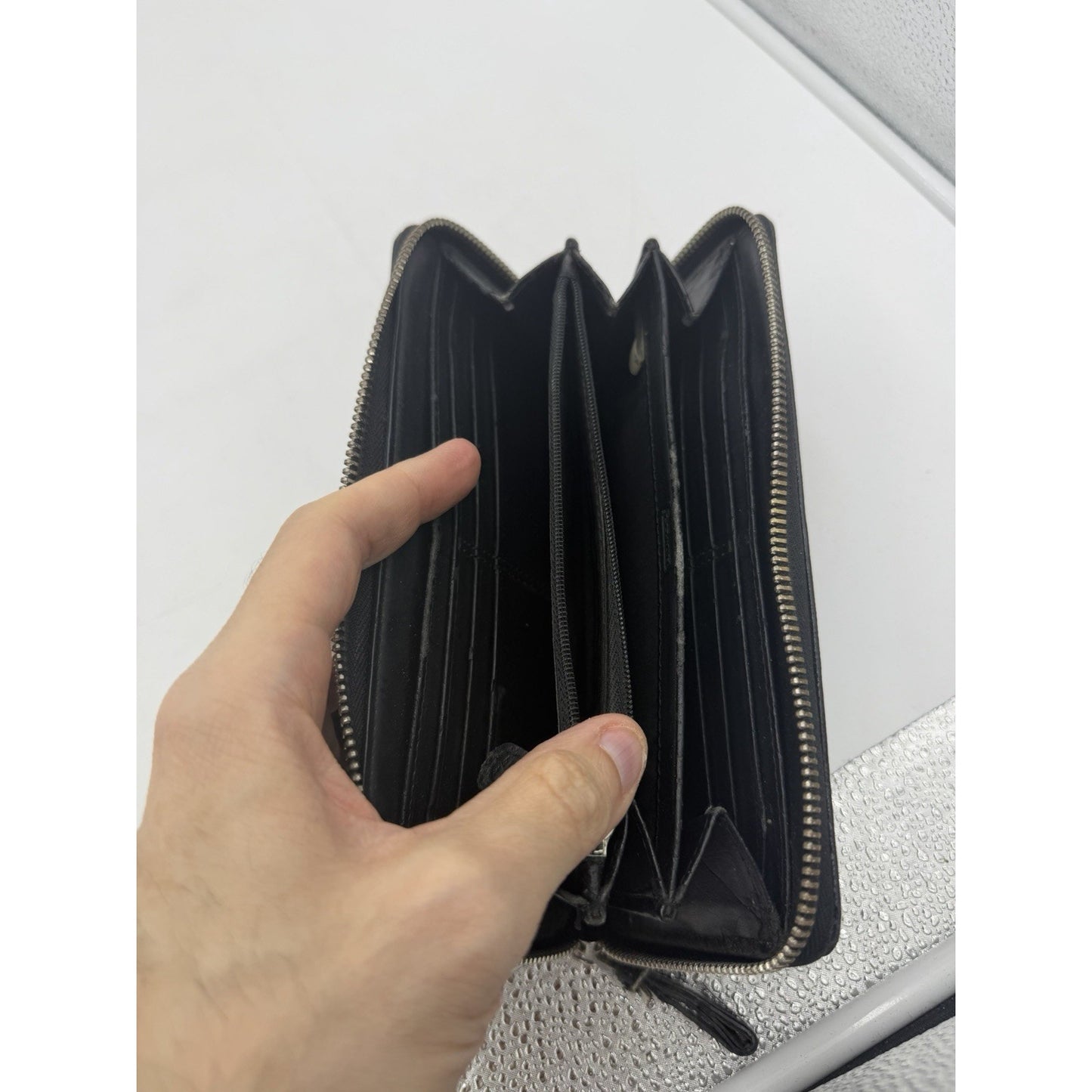 Coach F54007 Crossgrain Accordion Zip Around Leather Wallet - Black