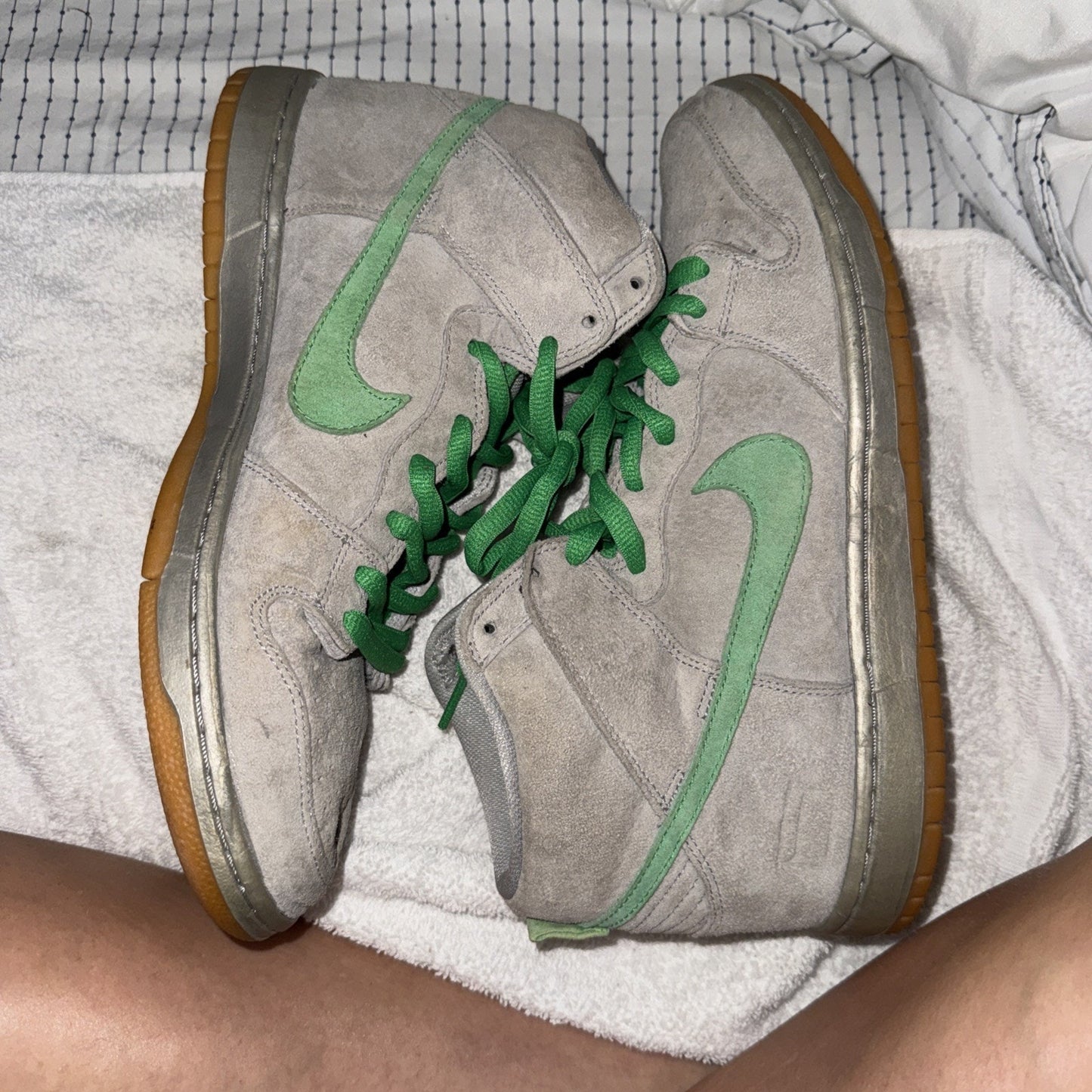 Nike SB Dunk High “Silver Box” Metallic Silver/Green 313171-039 2016 Size 11