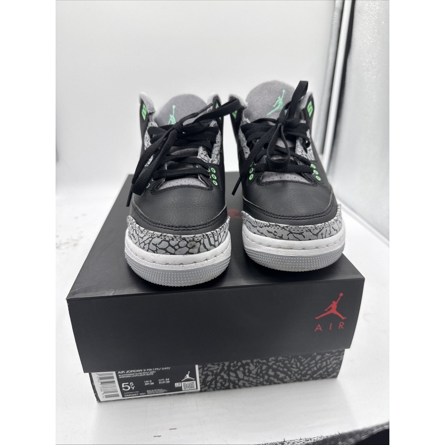 Size 5.5 - Air Jordan 3 Retro Green Glow