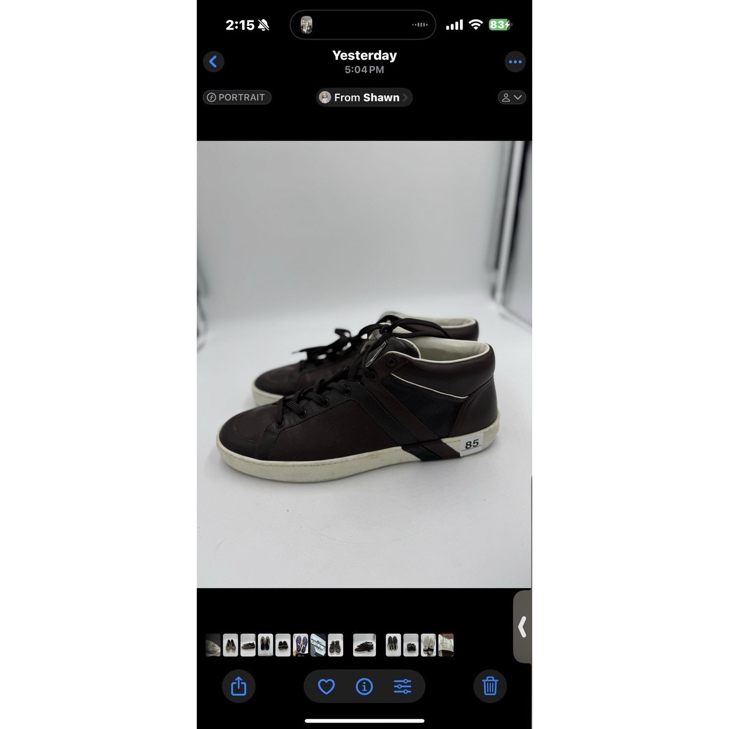 Men's Louis Vuitton Brown Leather Damier Sneakers US 8.5