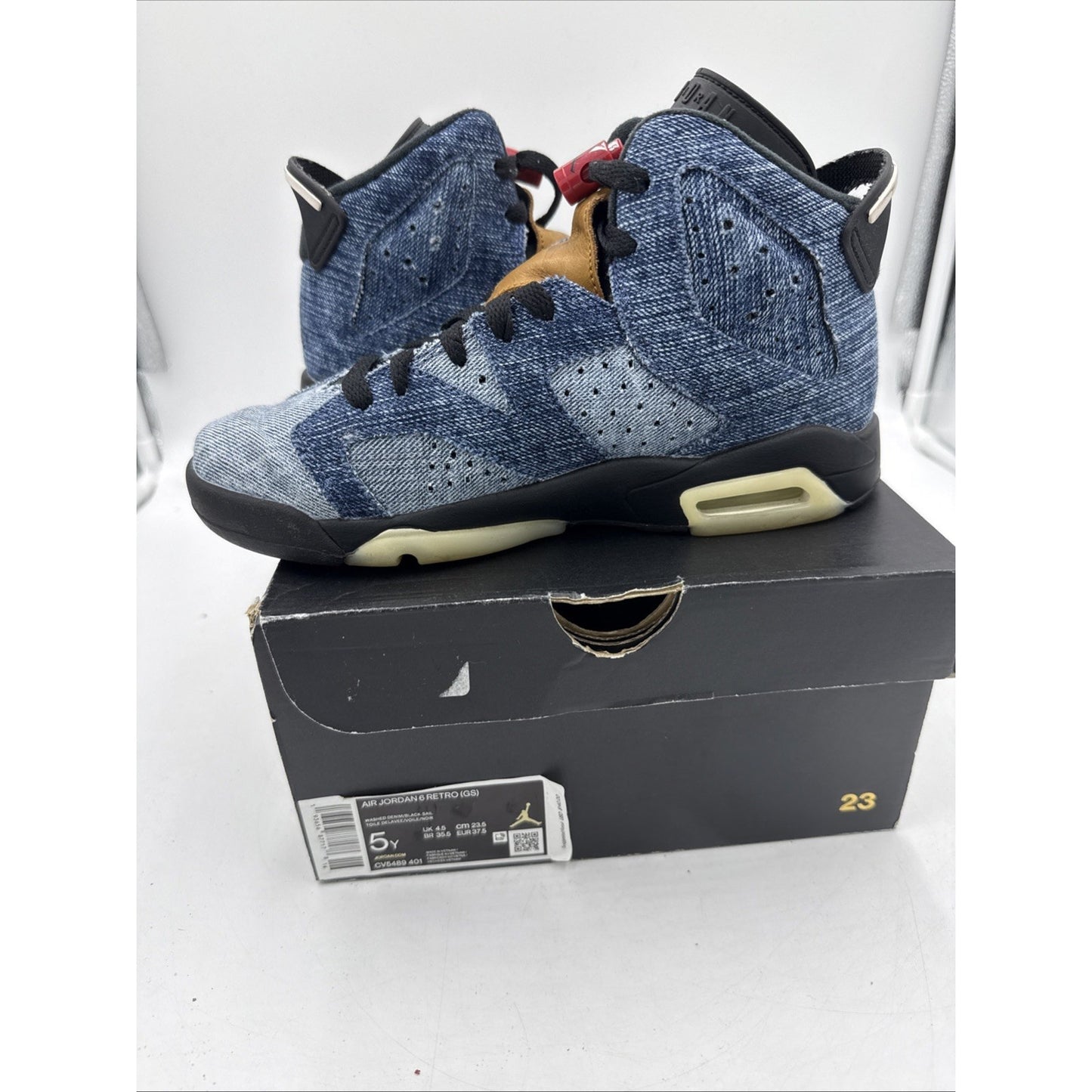 Size 5Y or 6.5 Wmns - Jordan 6 Retro High Washed Denim (GS)