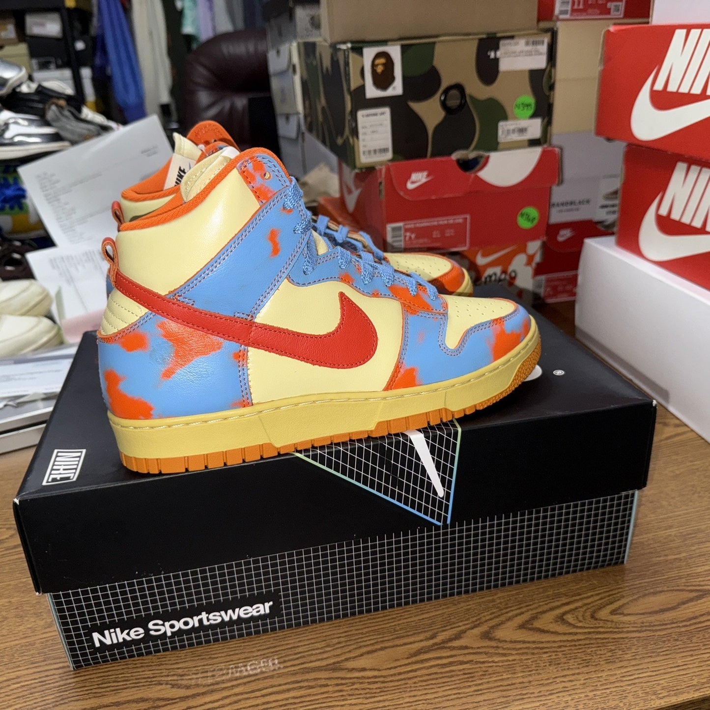 Size 9.5 - Nike Dunk 1985 High Orange Acid Wash