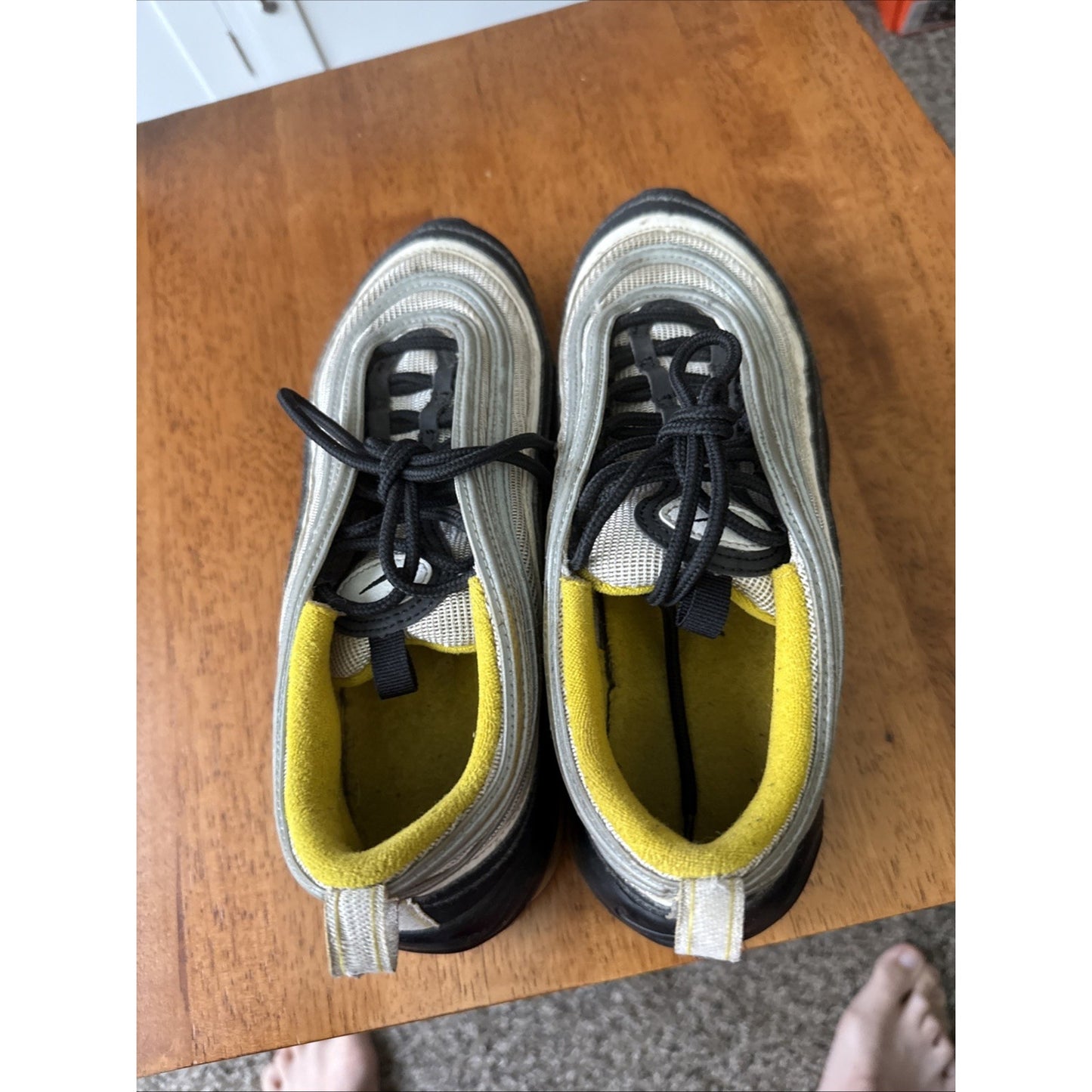 Nike Air Max 97 BLACK/WHITE AMARILLO 921522 005 Youth Sz 5Y Pittsburgh Steelers NBS209
