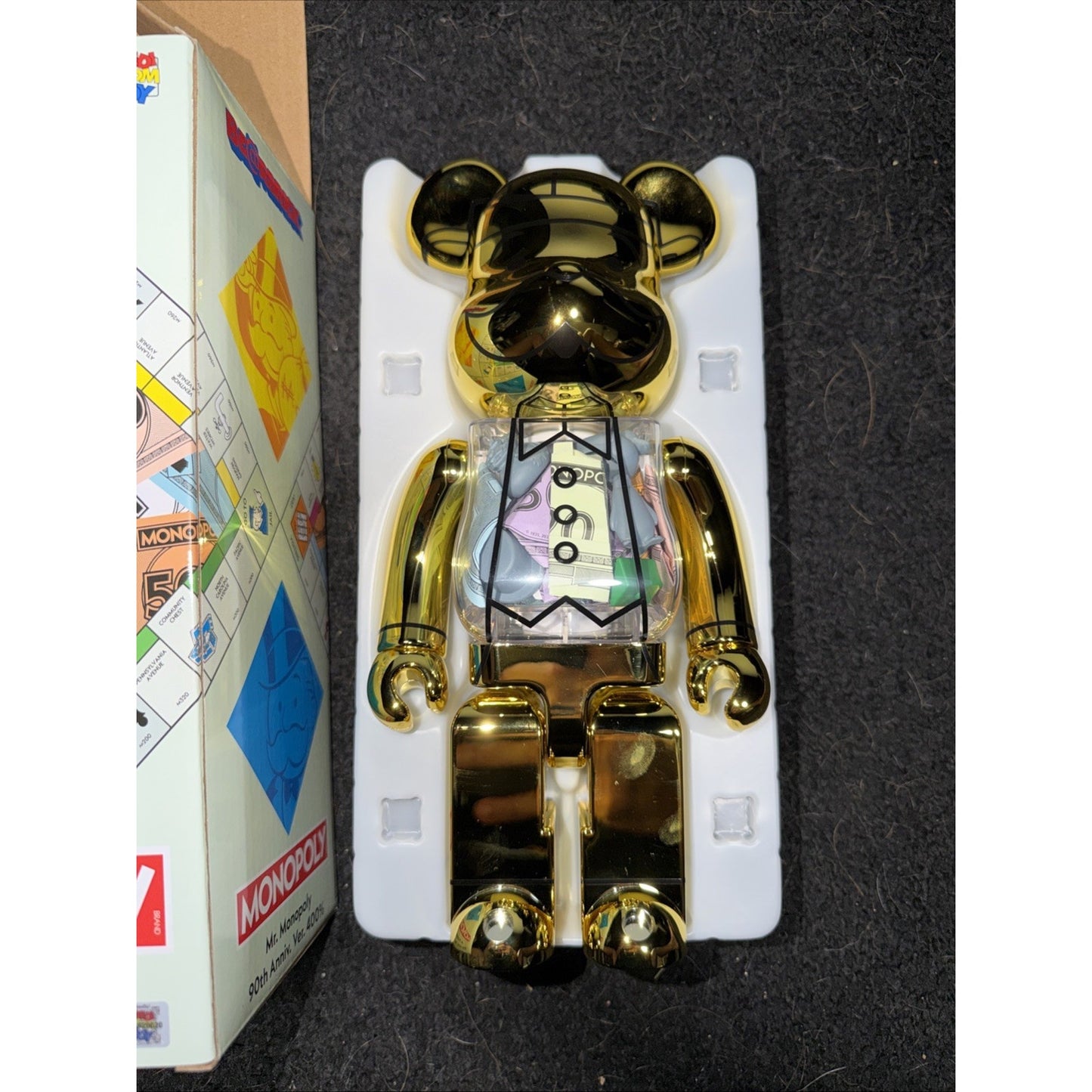 Medicom 400% Bearbrick ~ Mr. Monopoly Be@rbrick 90th Anniv. Gold Ver