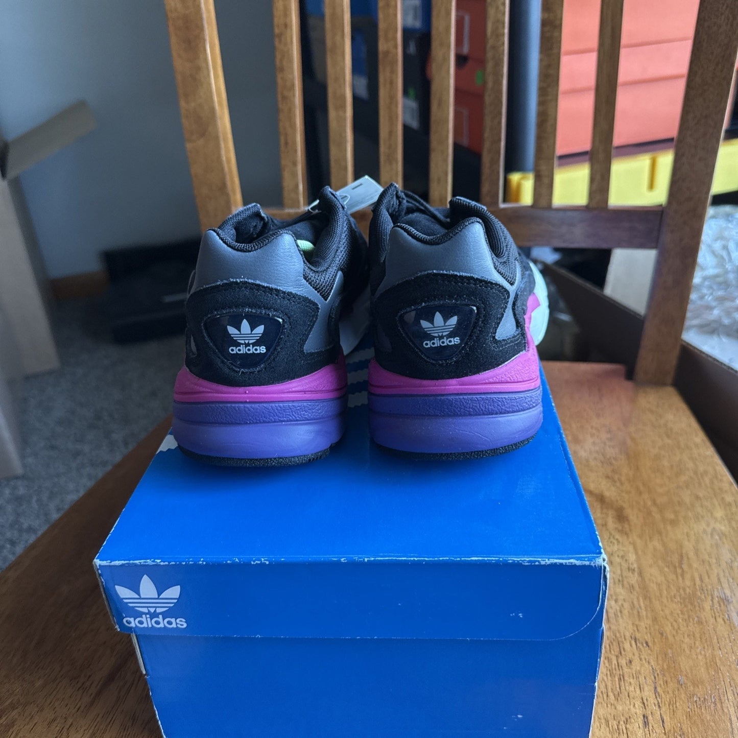 adidas Originals Women's Falcon Running Shoe, Black/Black/Shock Pink, 6 M US BS045