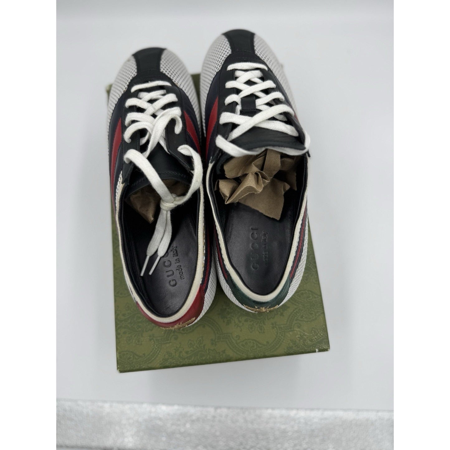 Size 9.5 Gucci Calfskin Mesh Falacer Sneakers bs874