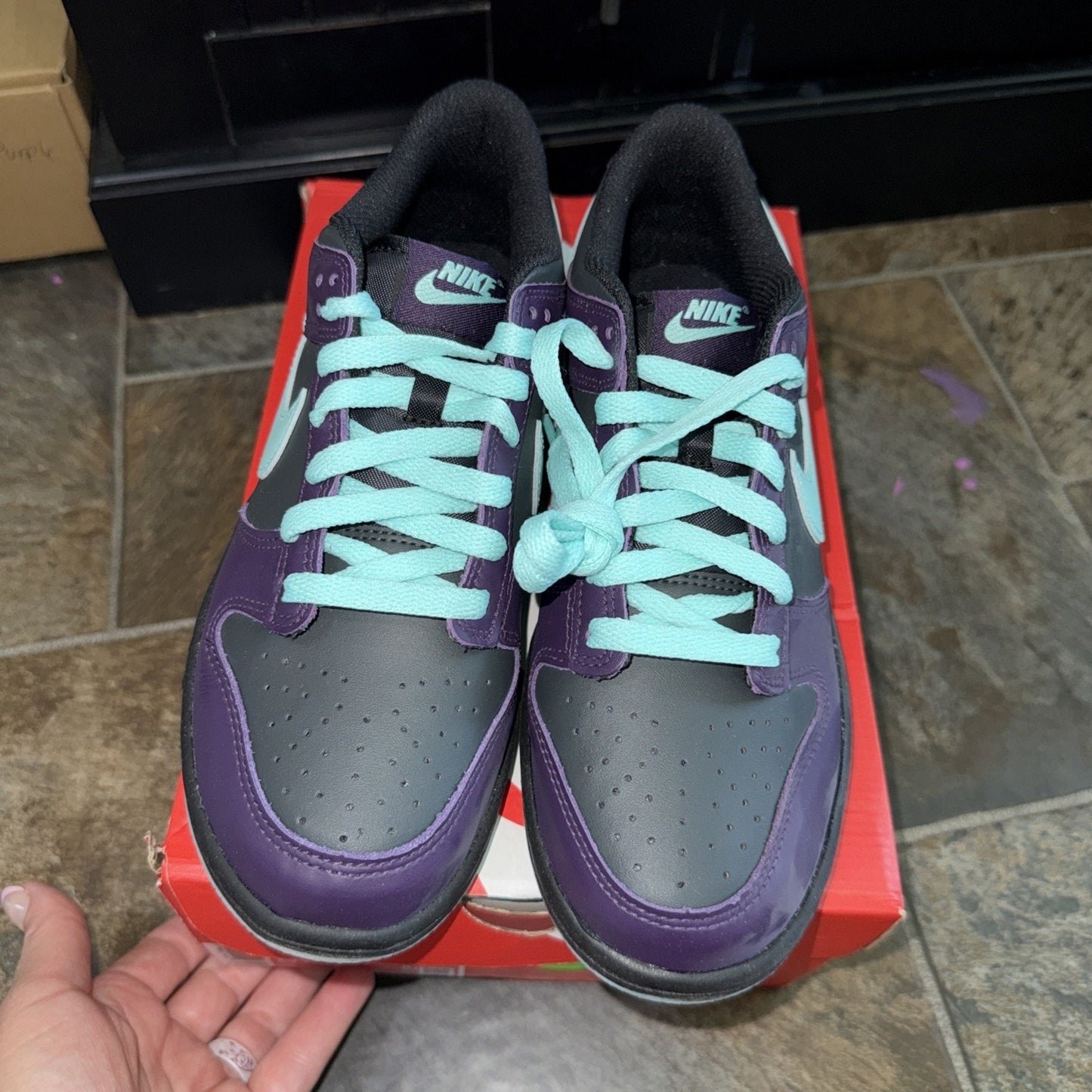 Nike Dunk Low GS Dark Smoke Grey Artisan Teal Sneaker Unisex Kids 6.5Y
