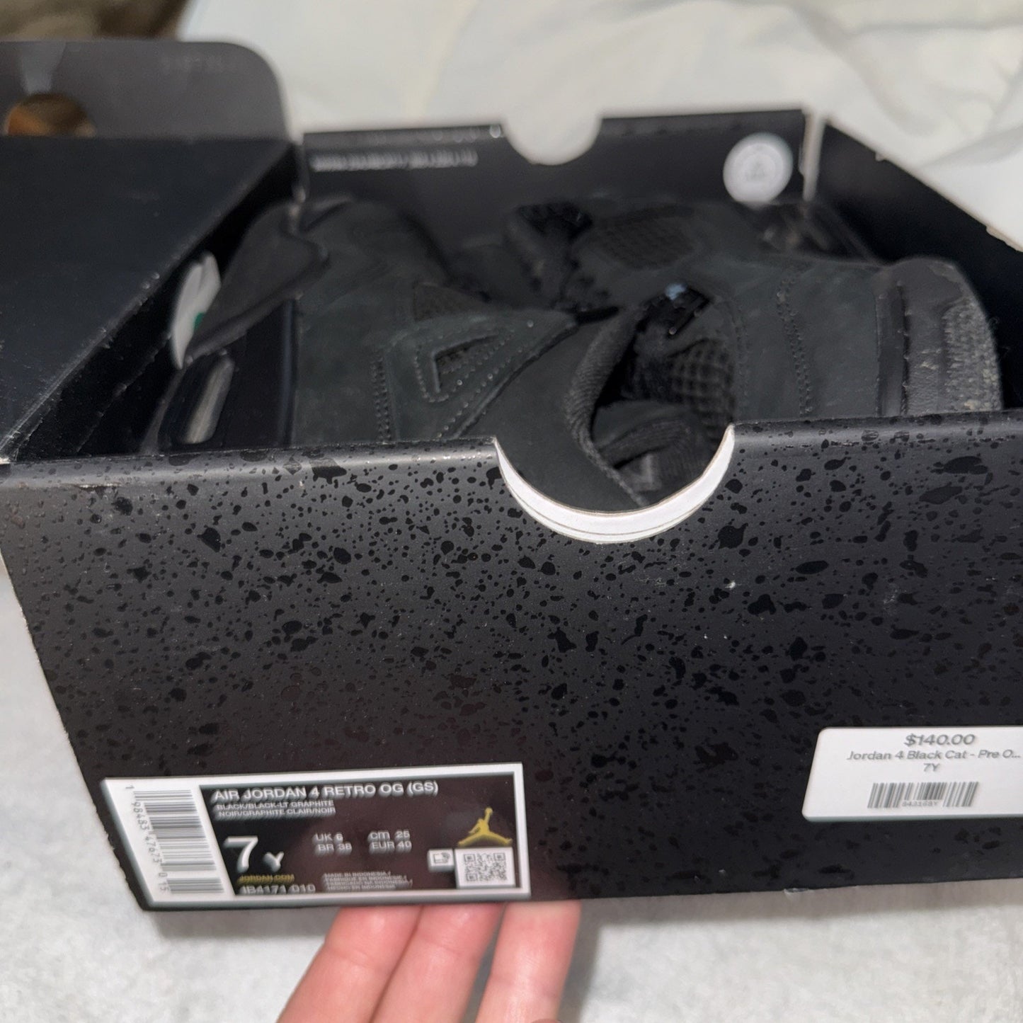7Y Air Jordan 4 Retro Black Cat 2025
