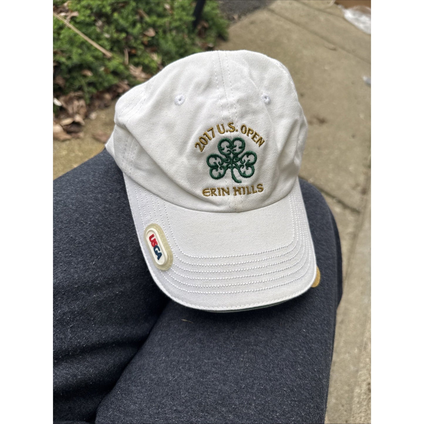 2017 US Open Erin Hills USGA Golf Hat White Baseball Cap Shamrock