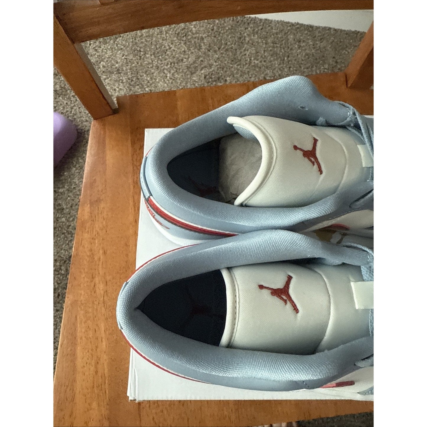 Size 12 Women's Air Jordan 1 Low Sail/Dune Red-Blue Grey-White BS084