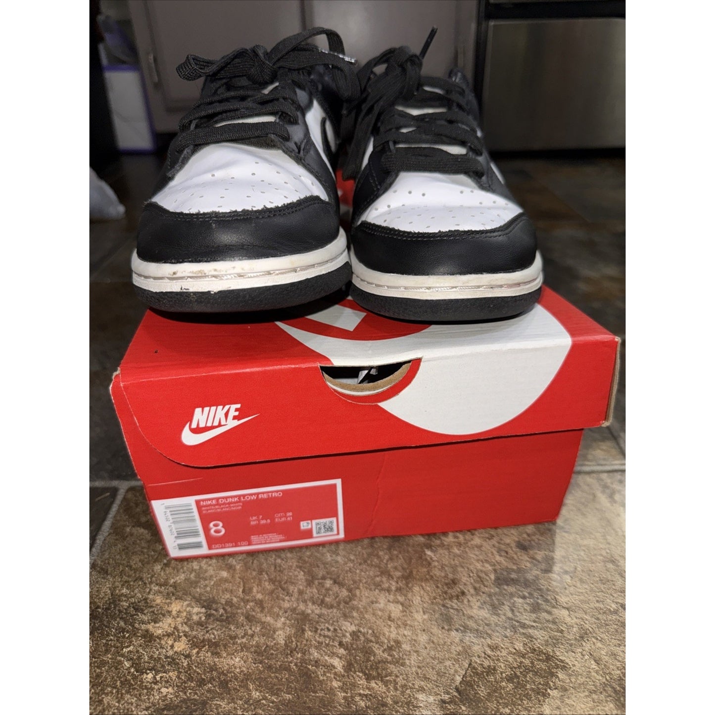 Size 8 - Nike Dunk Low Black White Panda