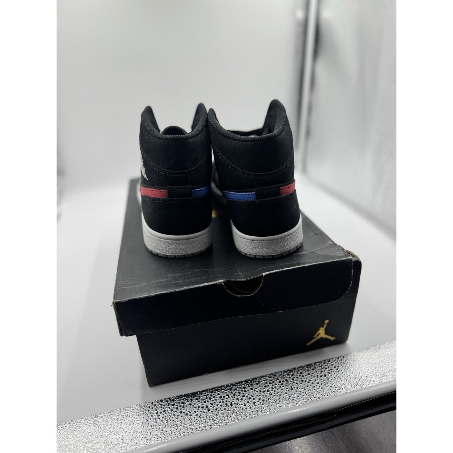 Size 10 - Air Jordan 1 Mid Multicolor Swoosh Black BS691