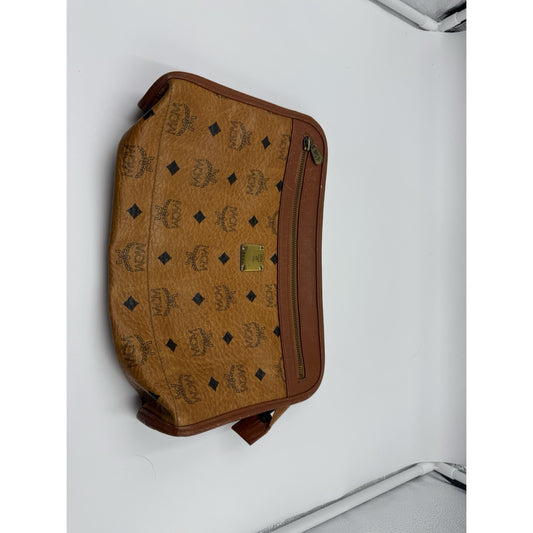 MCM Vicetos Logogram Clutch Bag PVC Brown Auth