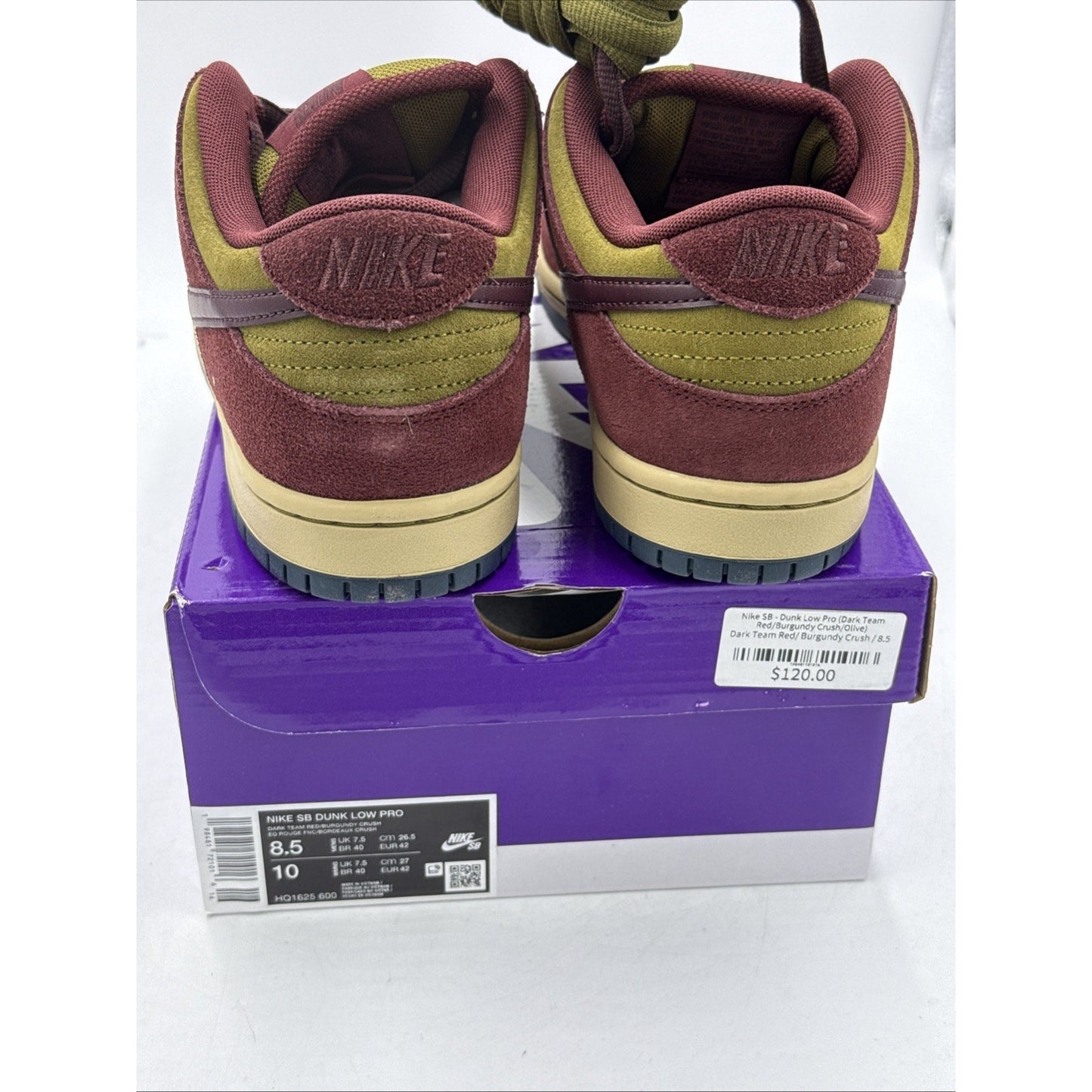 Size 8.5 - Nike Dunk SB Low Dark Team Red Olive Flak