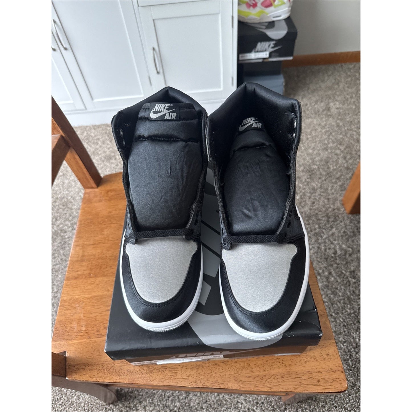 Air Jordan 1 High Retro OG Satin Shadow Black Women's 11 / Mens Size 9.5 Grey BS063