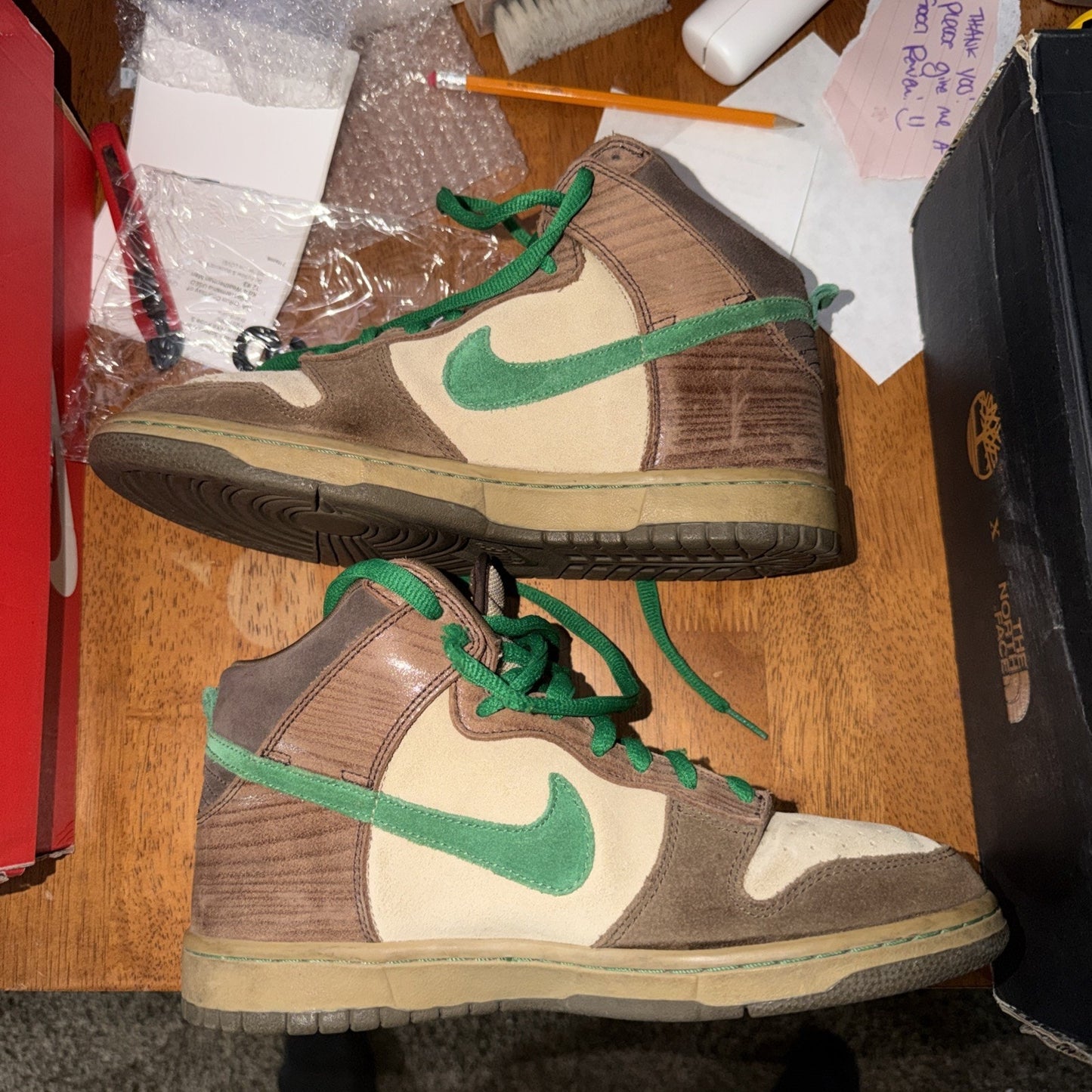 Size 9 - Nike Dunk Premium SB High Tweed Classic Green Wood Deck