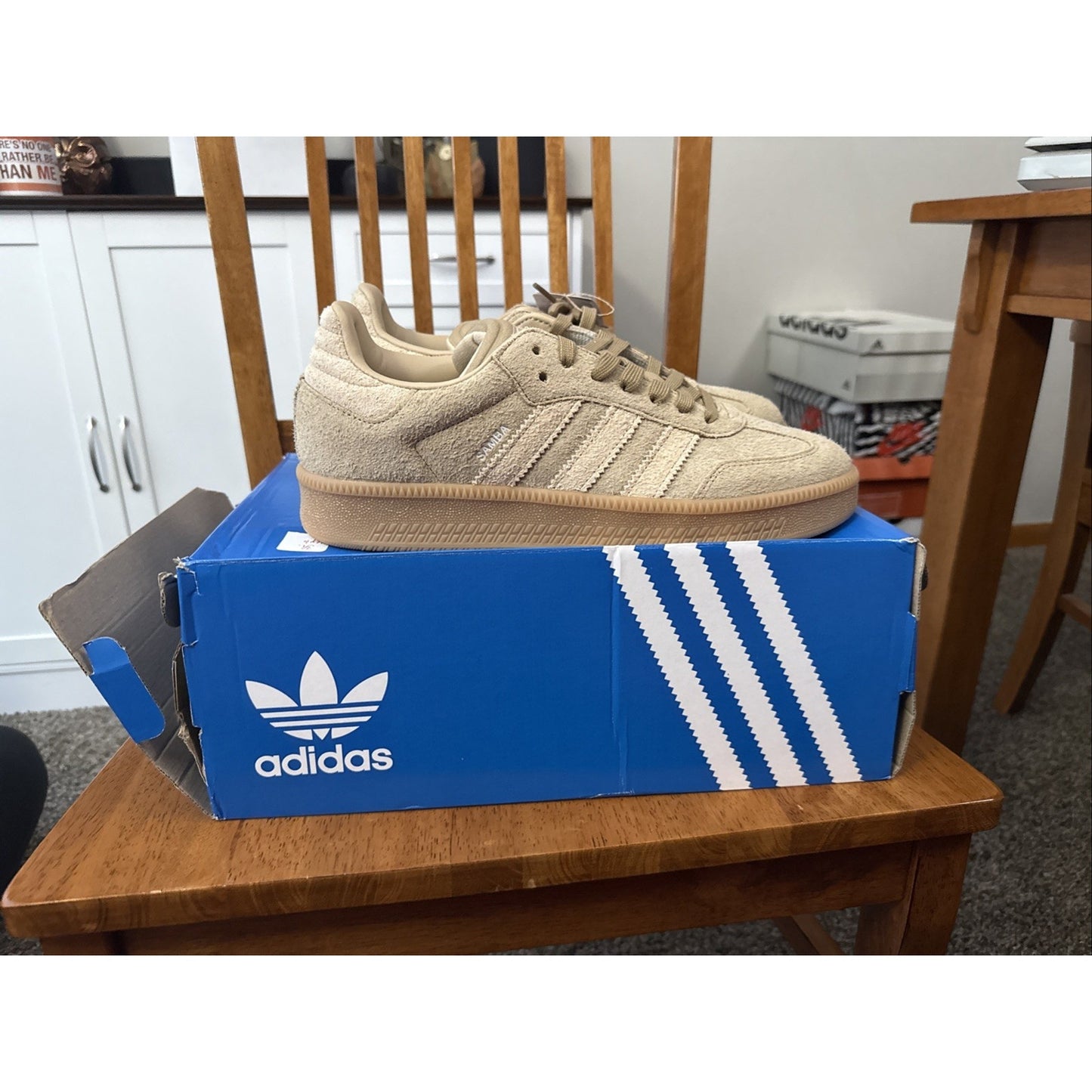 Adidas Men's Samba XLG Suede Sneakers Cardboard Beige Gum Size 11.5 BS150