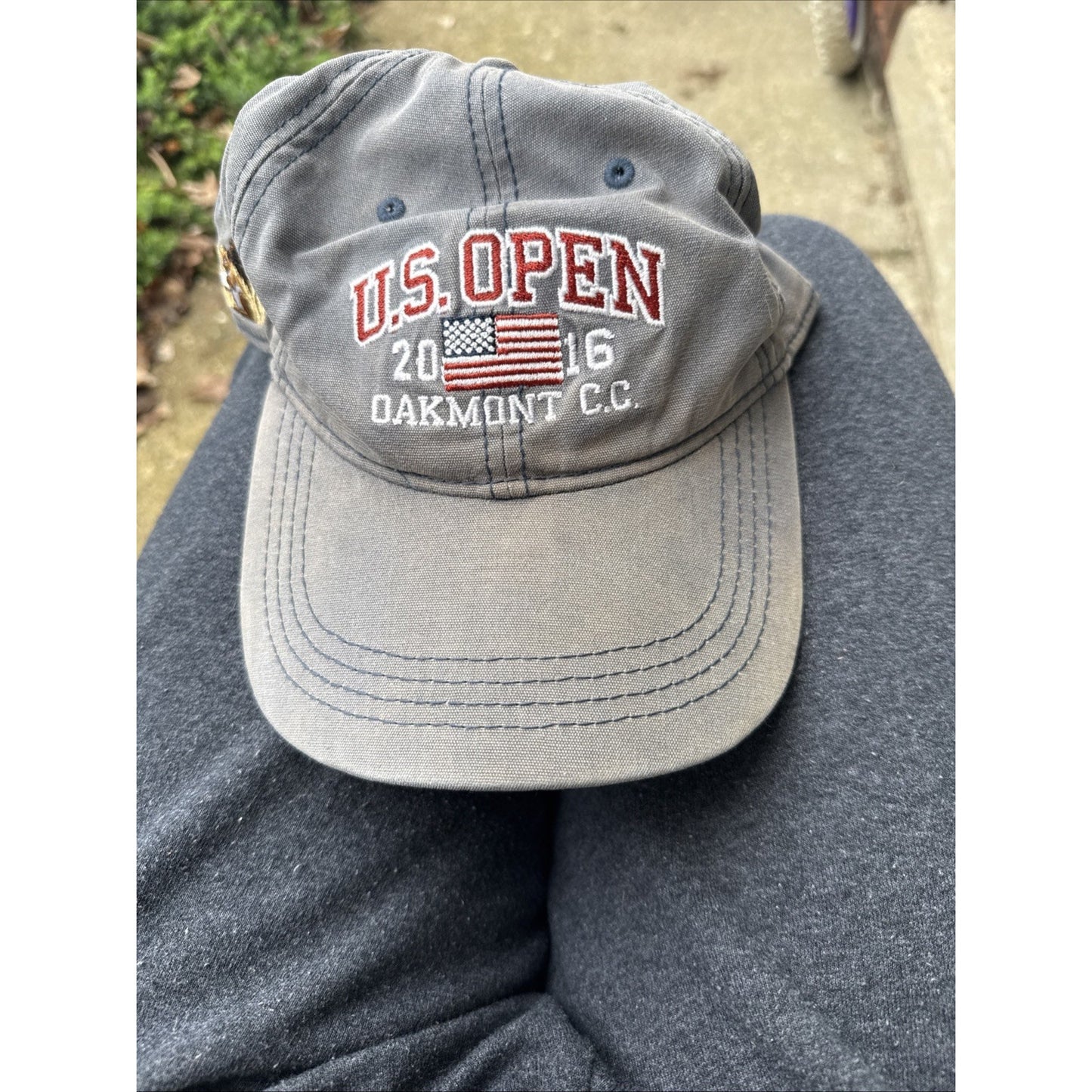 2016 US Open OAKMONT Golf Hat Cap Gray Adjustable Strap Back USGA Member EUC