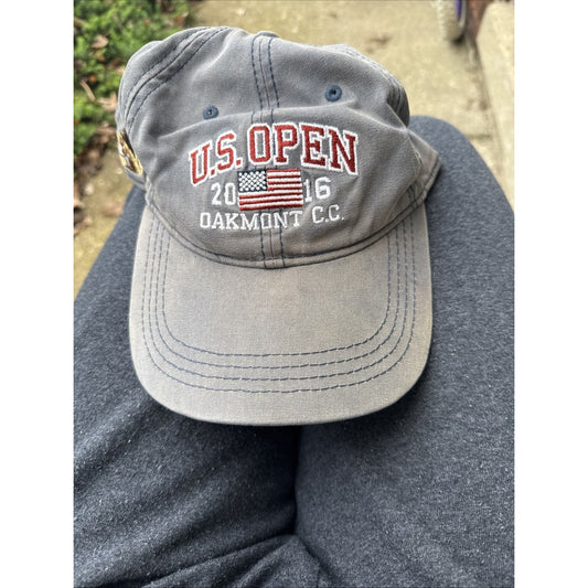 2016 US Open OAKMONT Golf Hat Cap Gray Adjustable Strap Back USGA Member EUC