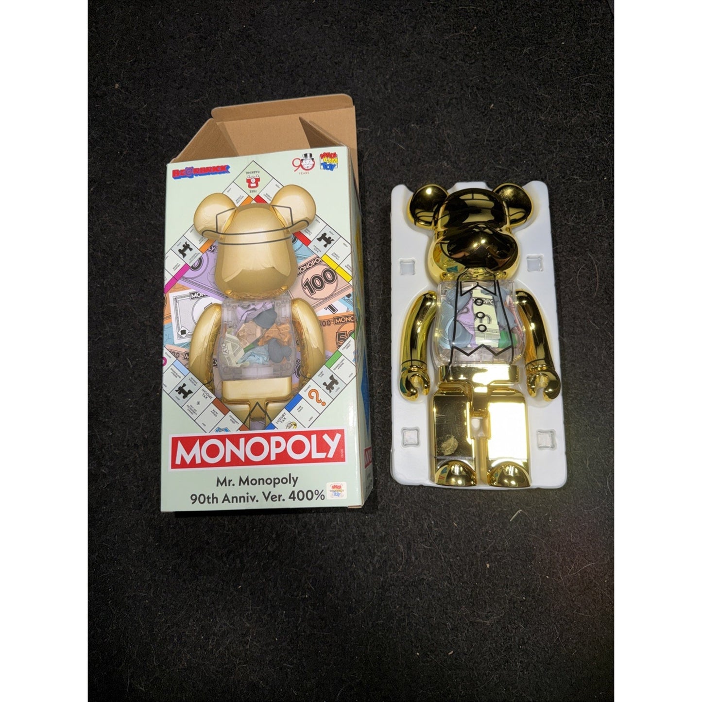 Medicom 400% Bearbrick ~ Mr. Monopoly Be@rbrick 90th Anniv. Gold Ver