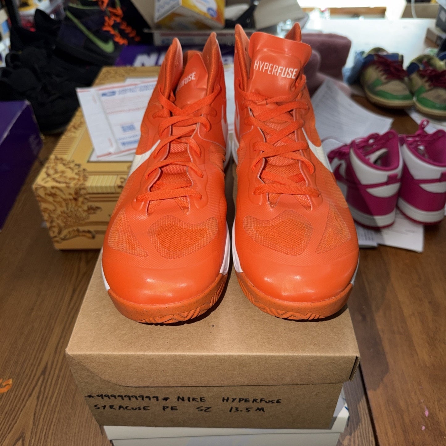 Size 13.5 Nike Hyperfuse Syracuse PE Sample 999999 525019-801