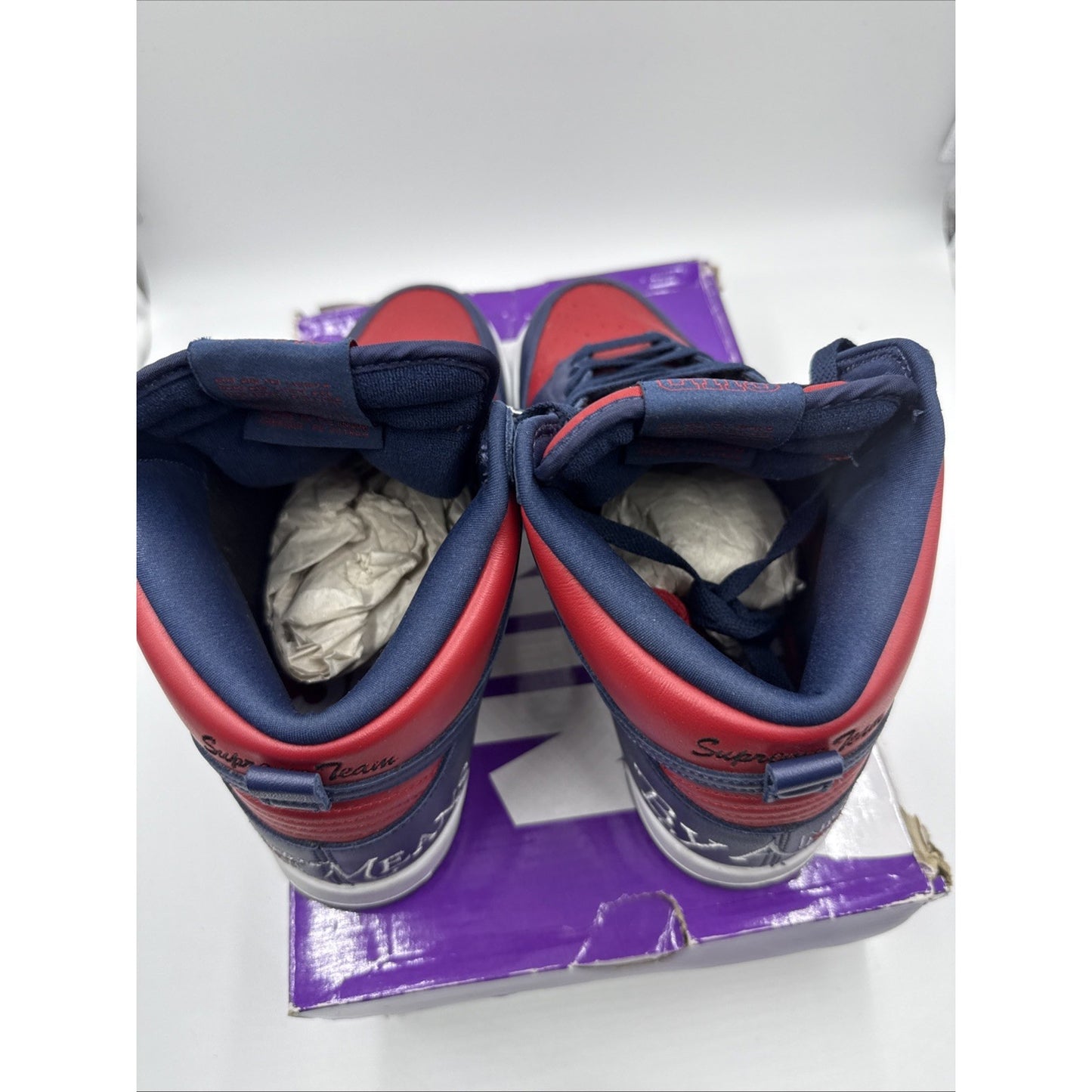 Size 8.5 - Nike Supreme x Dunk SB High By Any Means - Red Navy