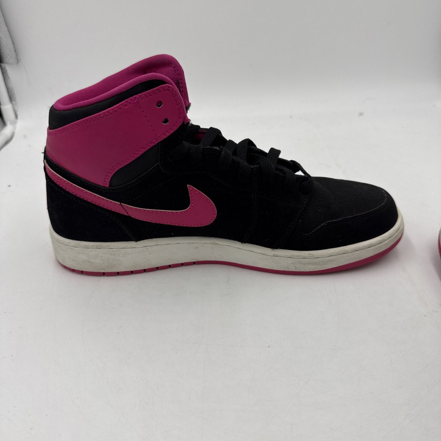 NIKE AIR JORDAN 1 RETRO HIGH 332148 008 GS BLACK 'VIVID PINK' US 8.5Y Women 10