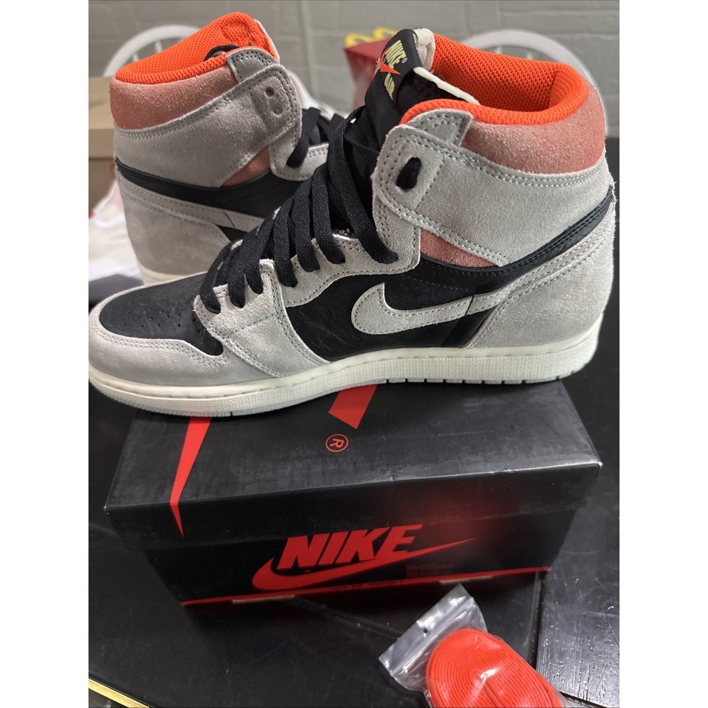 Size 10.5 - Air Jordan 1 Retro OG High Neutral Grey Hyper Crimson